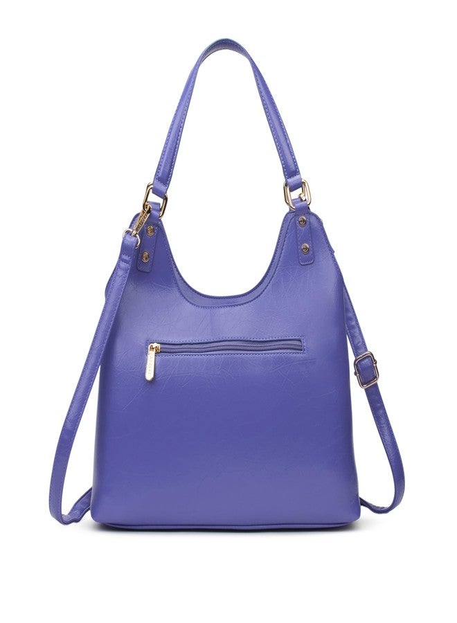 كابريس حقيبة كابريز جنيف متوسطة الحجم للنساء | حقيبة كتف من الجلد الصناعي ذي الملمس المجعد مع حزام قابل للتعديل والفصل | حقيبة يد واسعة للاستخدام اليومي مع إغلاق بسحاب آمن للاستخدام في المكتب (أزرق) - Image 5